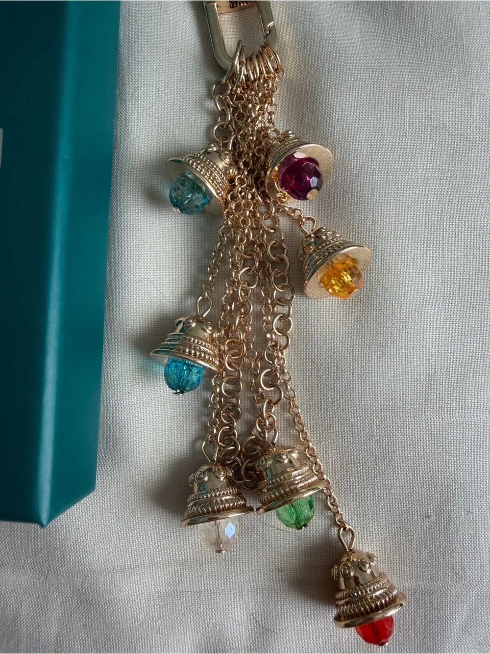 EFFY Multicolor Purse Charm Tassel Keychain - Gold Tone NWOT - Picture 3 of 3